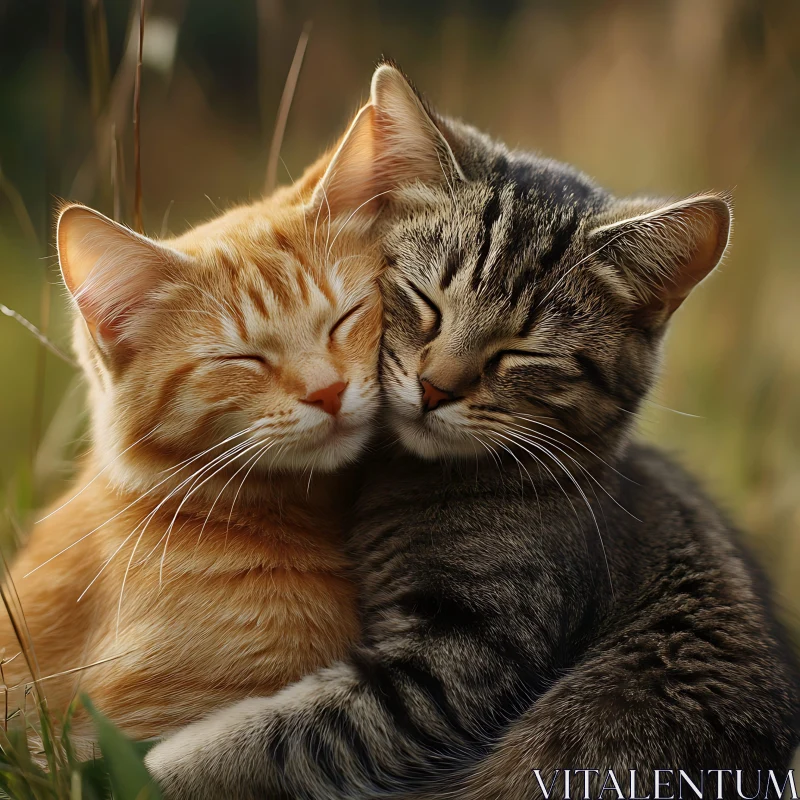 Two Cats in a Gentle Embrace AI Image