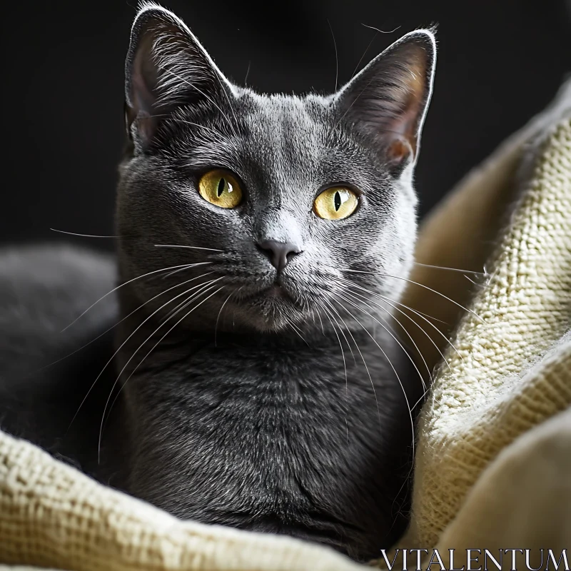 Majestic Gray Cat Portrait AI Image