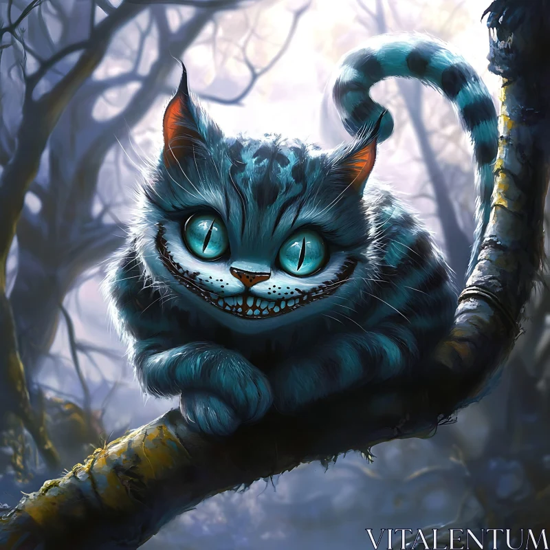 Fantasy Cat Art with Striking Blue Eyes AI Image