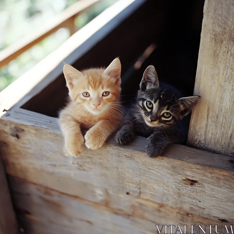 AI ART Ginger and Black-Striped Kittens