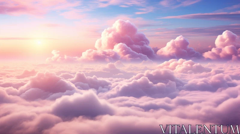 Beautiful Pastel Cloudscape Over Sunset - Aerial View AI Image