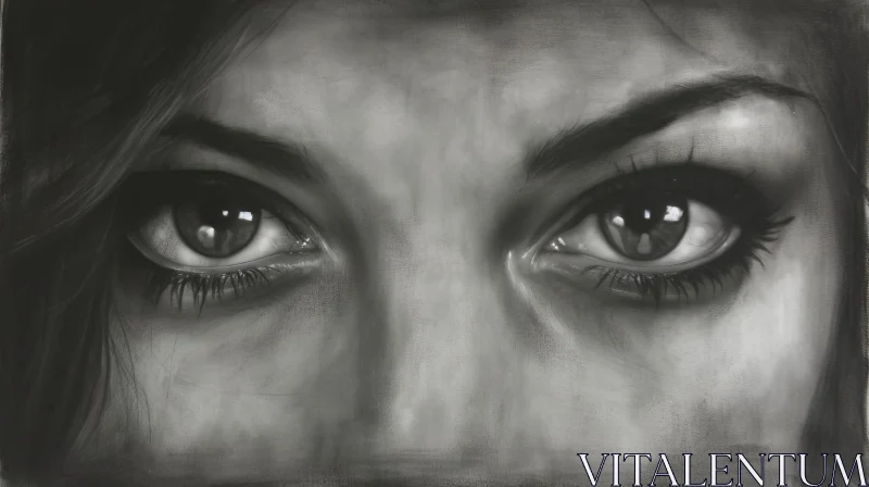 Captivating Black and White Portrait of Woman's Eyes AI Image