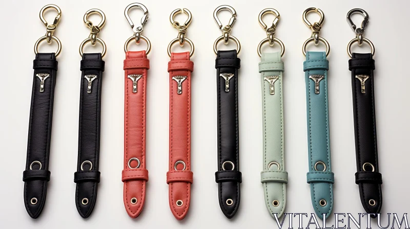Colorful Leather Straps with Metal Carabiner and D-Ring AI Image