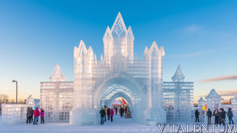 Enchanting Ice Castle in Winter Wonderland AI Image