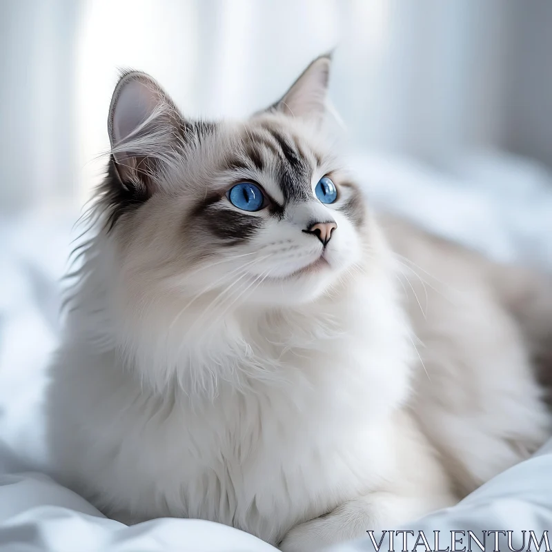 Majestic Feline with Striking Blue Eyes AI Image