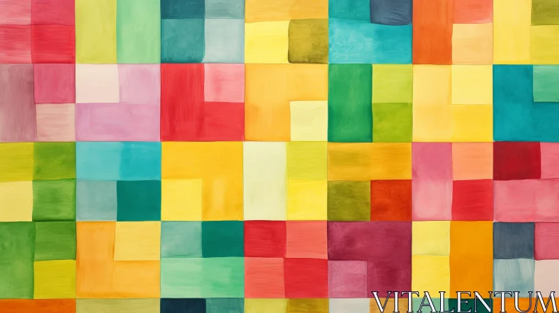 Multicolored Squares Watercolor Painting AI Image