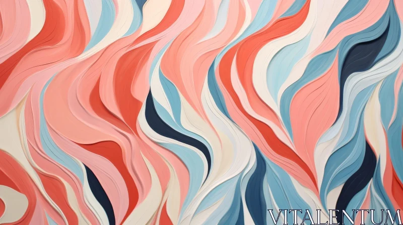 Tranquil Abstract Painting in Pink, Blue, and White AI Image