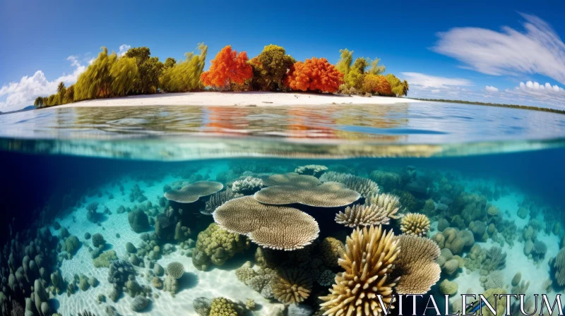 Underwater Coral Reef and Tree: A Captivating Composition AI Image