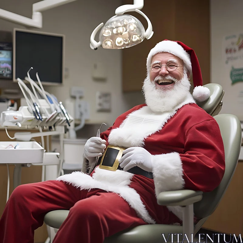 Festive Santa Claus at the Dental Clinic AI Image