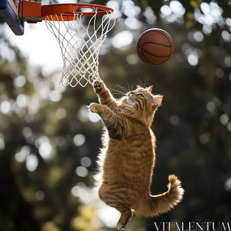 Playful Cat Makes a Slam Dunk AI Image