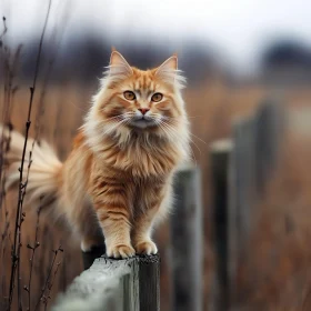 Fluffy Ginger Cat Outdoors