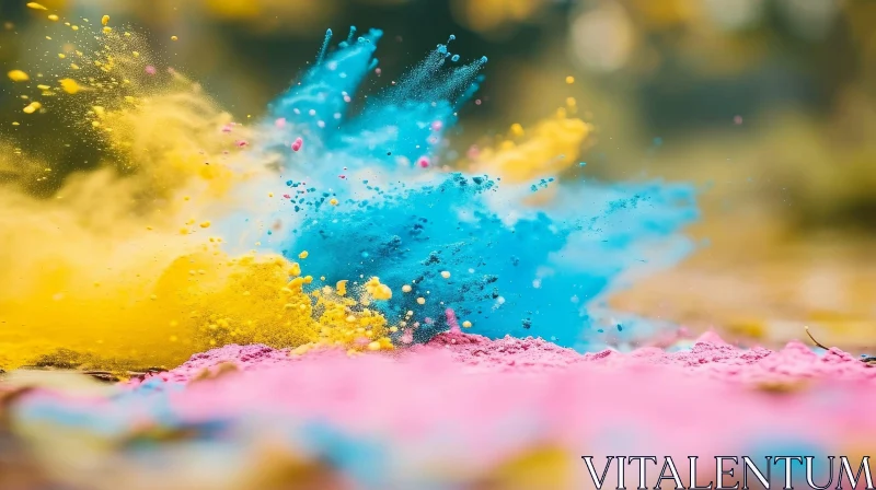 Abstract Colorful Powder Explosion on White Background AI Image