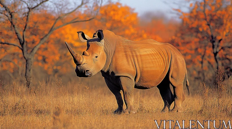 Autumn Rhinoceros in the Wild AI Image