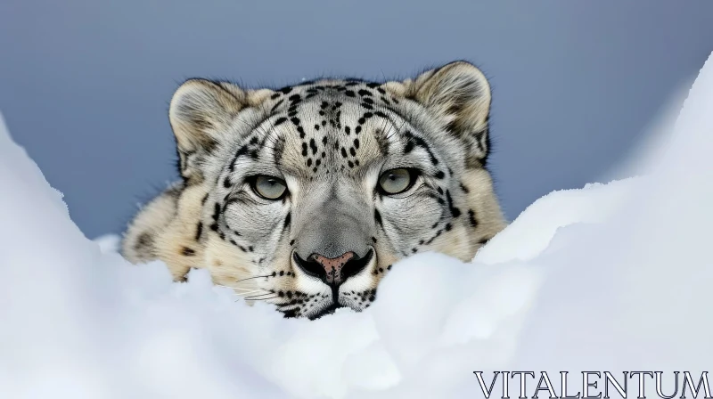 Captivating Close-Up of a Snow Leopard's Face AI Image