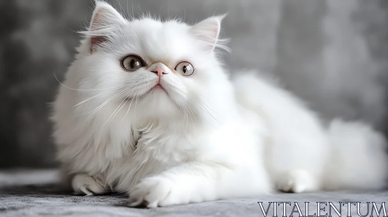 Elegant White Persian Cat Resting AI Image