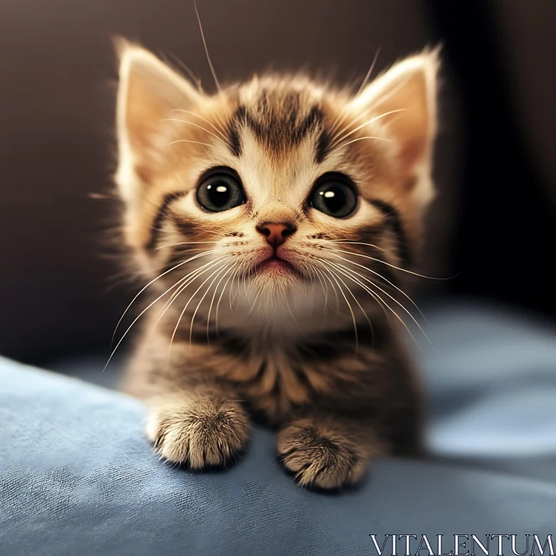 Inquisitive Kitten with Soft Striped Fur AI Image