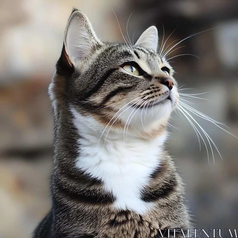 Close Cat Portrait with Beautiful Fur and Green Eyes AI Image