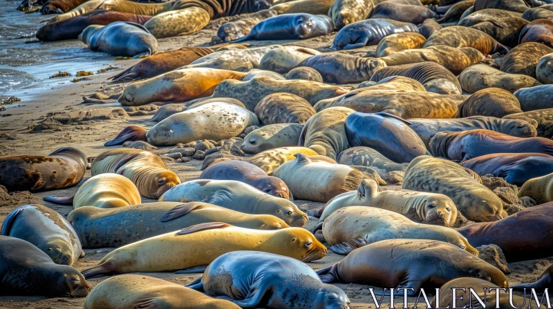 Seals on Beach - A Captivating Nature Scene AI Image