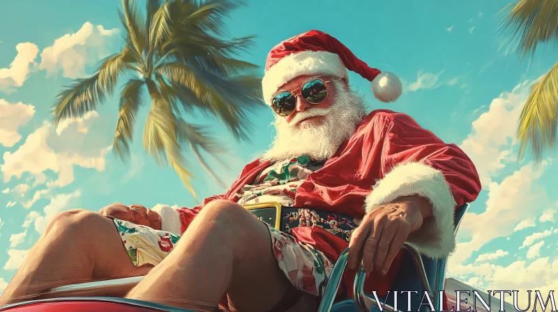 Tropical Santa Claus on Holiday AI Image