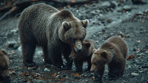 Brown Bear and Cubs: A Stunning Wildlife Capture