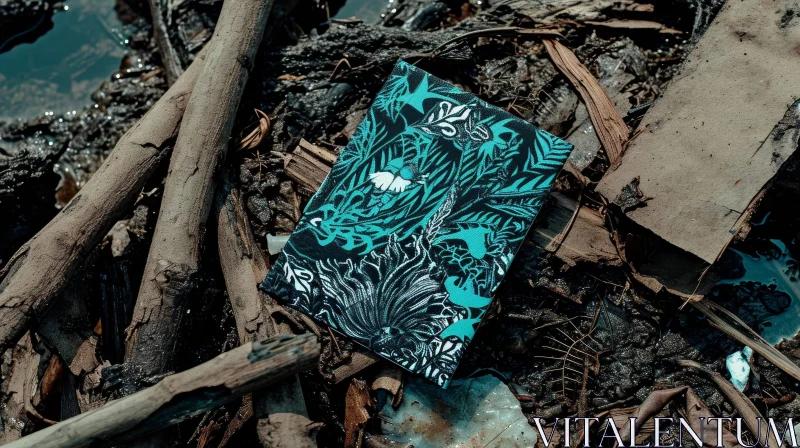 Cyanotype Floral Print on Cloth Notebook Cover AI Image