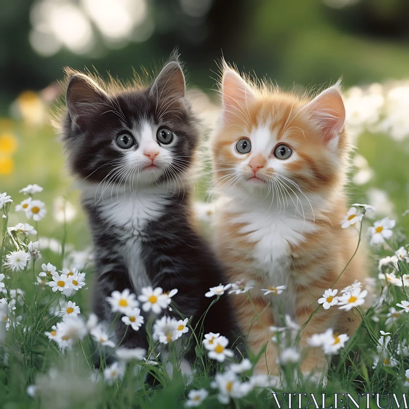 AI ART Cute Kittens in Springtime Flowers