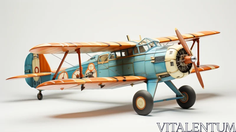 Detailed Vintage Biplane Model AI Image