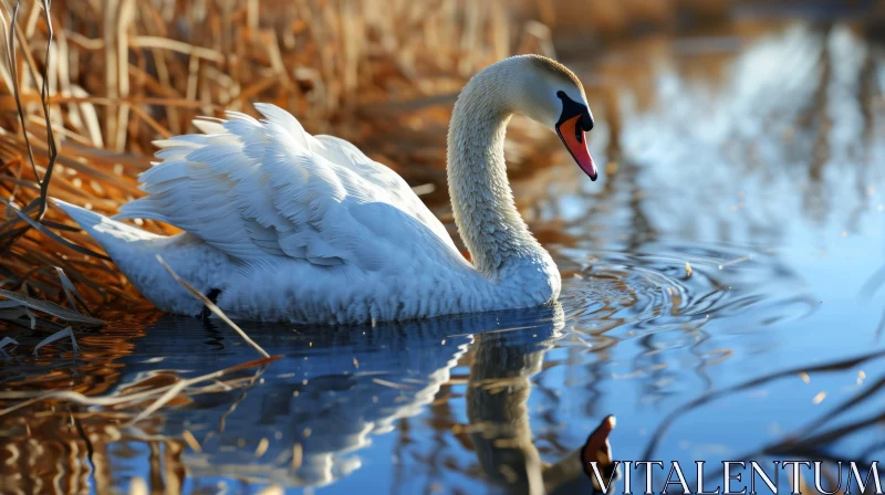 Majestic Swan in a Serene Lake | Nature Photography AI Image