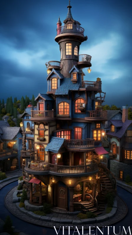 Whimsical 3D House Wallpaper - Enchanting Architecture AI Image