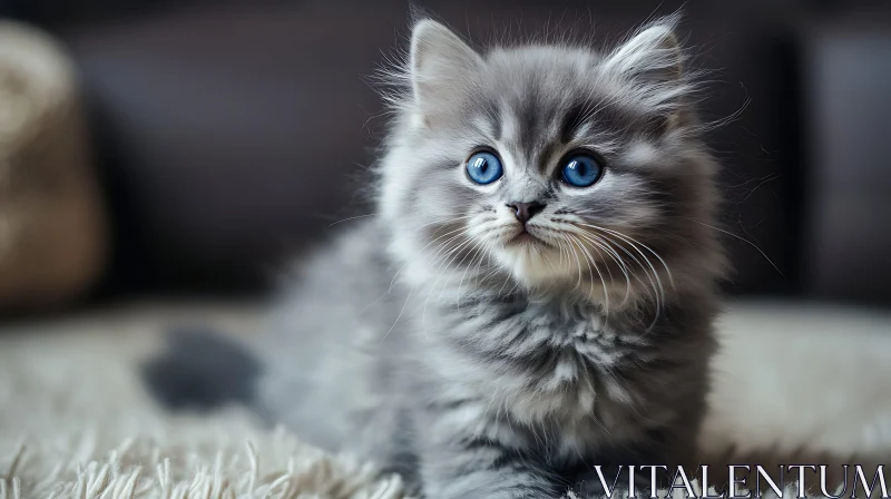 Cute Kitten with Blue Eyes AI Image