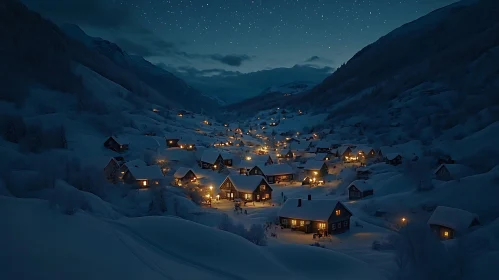 Cozy Mountain Village in Winter