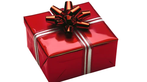 Festive Wrapped Present with Red and White Design