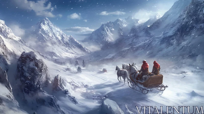 Majestic Winter Journey in the Mountains AI Image