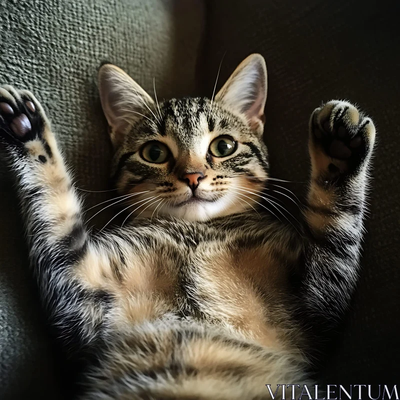 Charming Tabby Kitten Resting AI Image