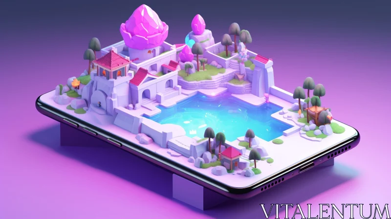 AI ART Fantasy World 3D Illustration on Smartphone