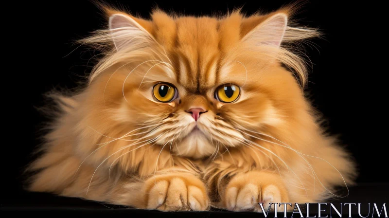AI ART Ginger Persian Cat - Fluffy Fur and Yellow Eyes