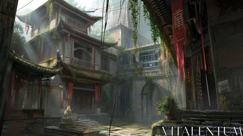 Serene Chinese Courtyard Concept Art | Traditional Architecture AI Image