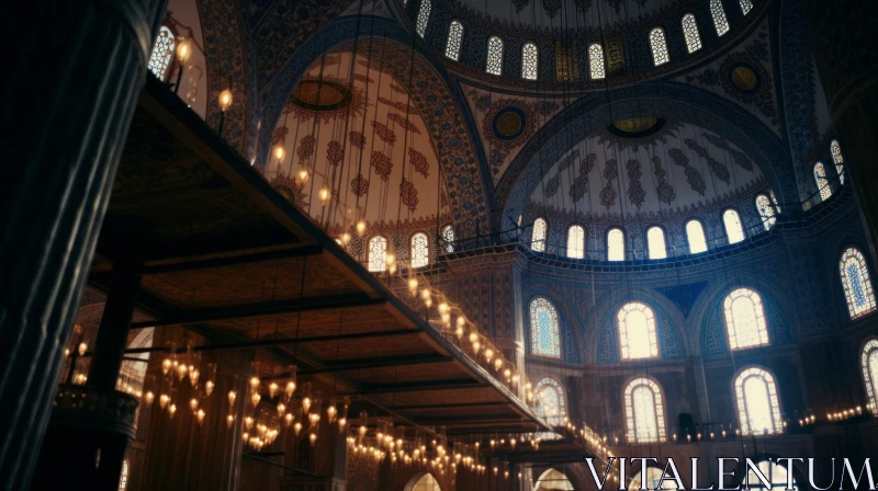 AI ART The Enchanting Interior of a Mosque: Soft Lighting and Byzantine Art