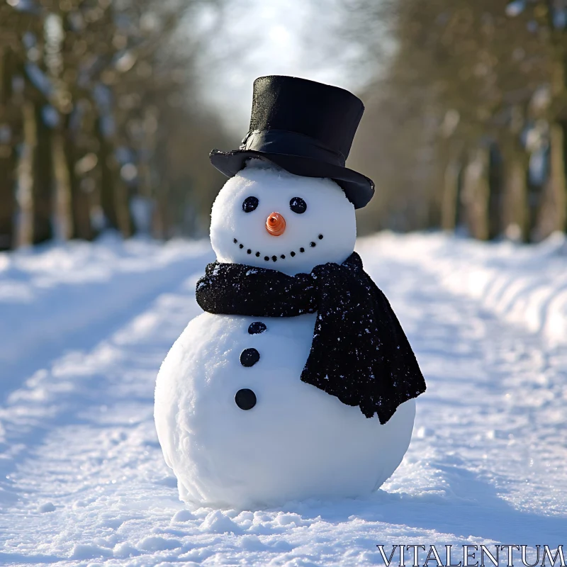 Snowman in Winter Wonderland AI Image