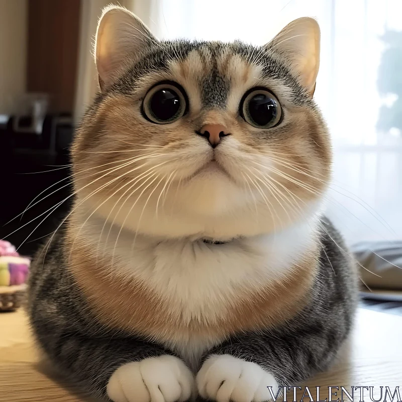 Cute Feline with Expressive Eyes AI Image