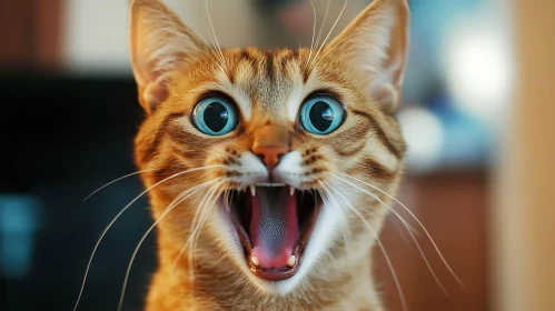 Expressive Ginger Cat in Surprise