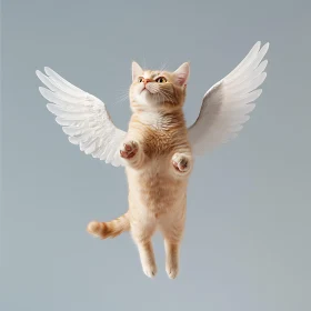 Floating Cat with Wings