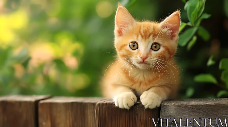 Cute Orange Kitten in Green Garden AI Image