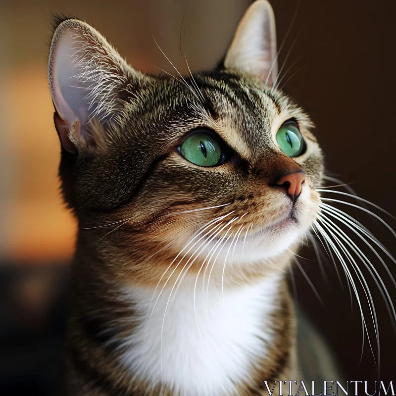 Expressive Tabby Cat with Green Eyes AI Image