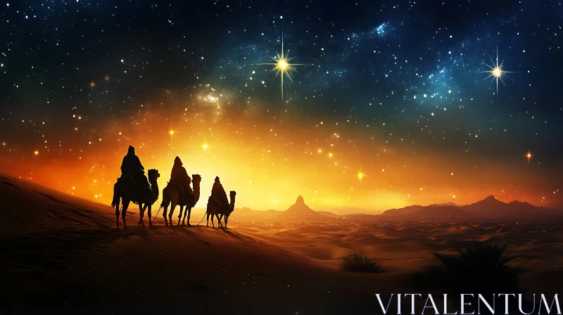 Mystical Desert Journey Under the Stars AI Image