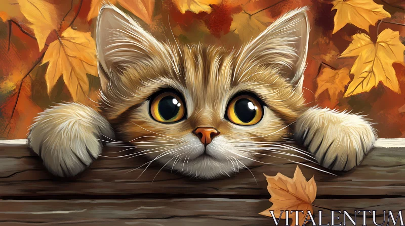 AI ART Curious Kitten and Autumnal Scene