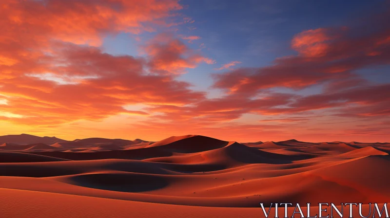 Colorful Skies over Sandy Desert: A Study in Oriental Minimalism AI Image
