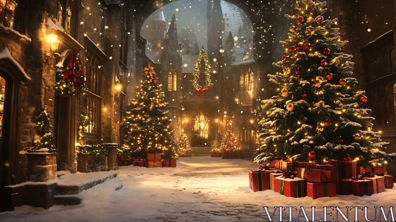 Magical Christmas Street Scene AI Image