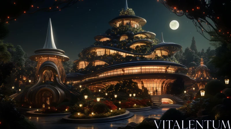 Enchanting Fantasy Villa at Night | Hyper-Detailed 3D Illustration AI Image
