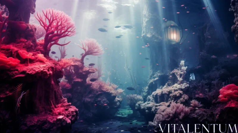 Enchanting Underwater Coral Reef Scene | Dreamy Atmosphere AI Image